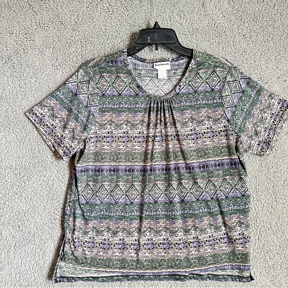 Born worth Patterned Green and Purple Women's Top
